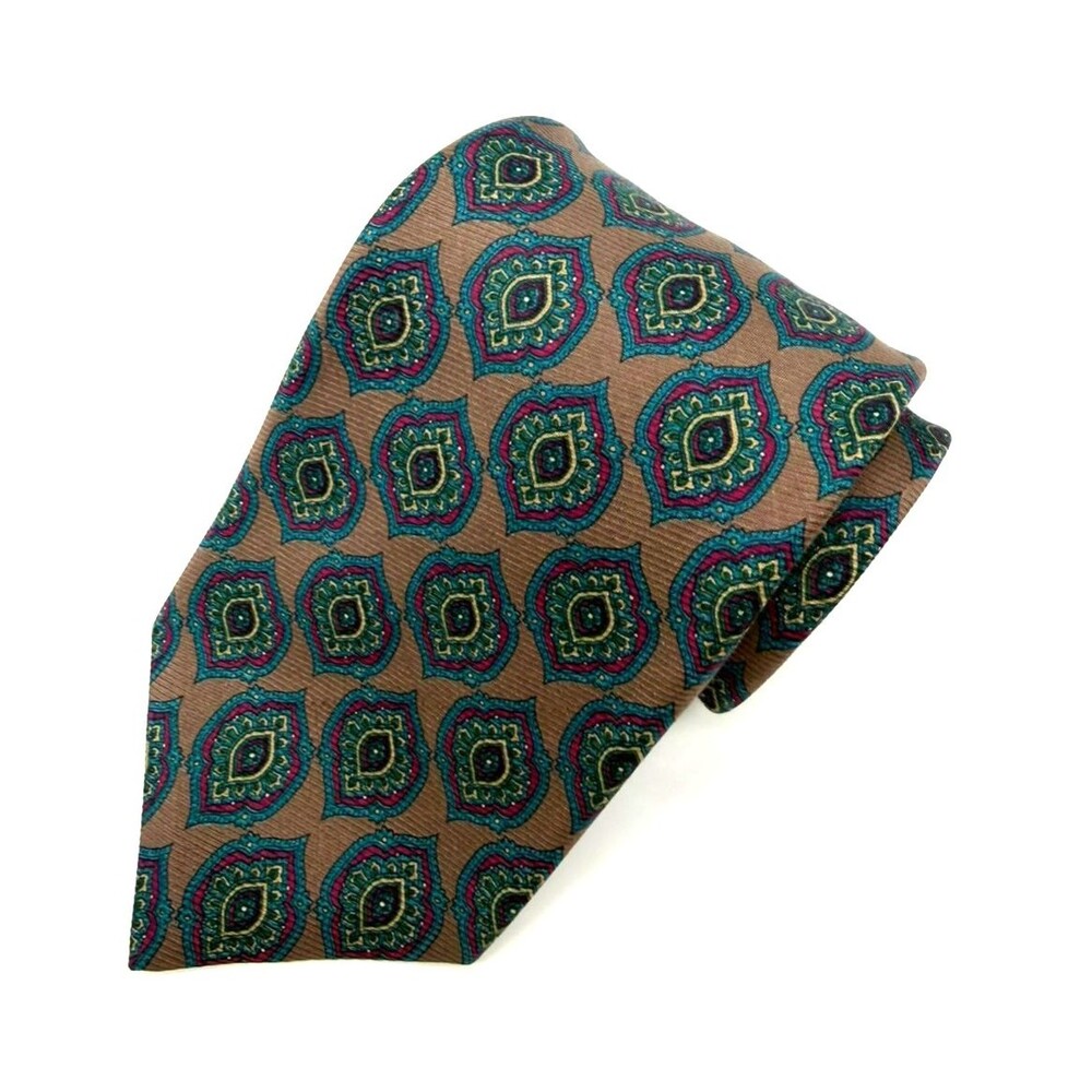 Ferrell Reed Tie for Hollis Clothing Silk Foulard Medallion Geometric Italy USA